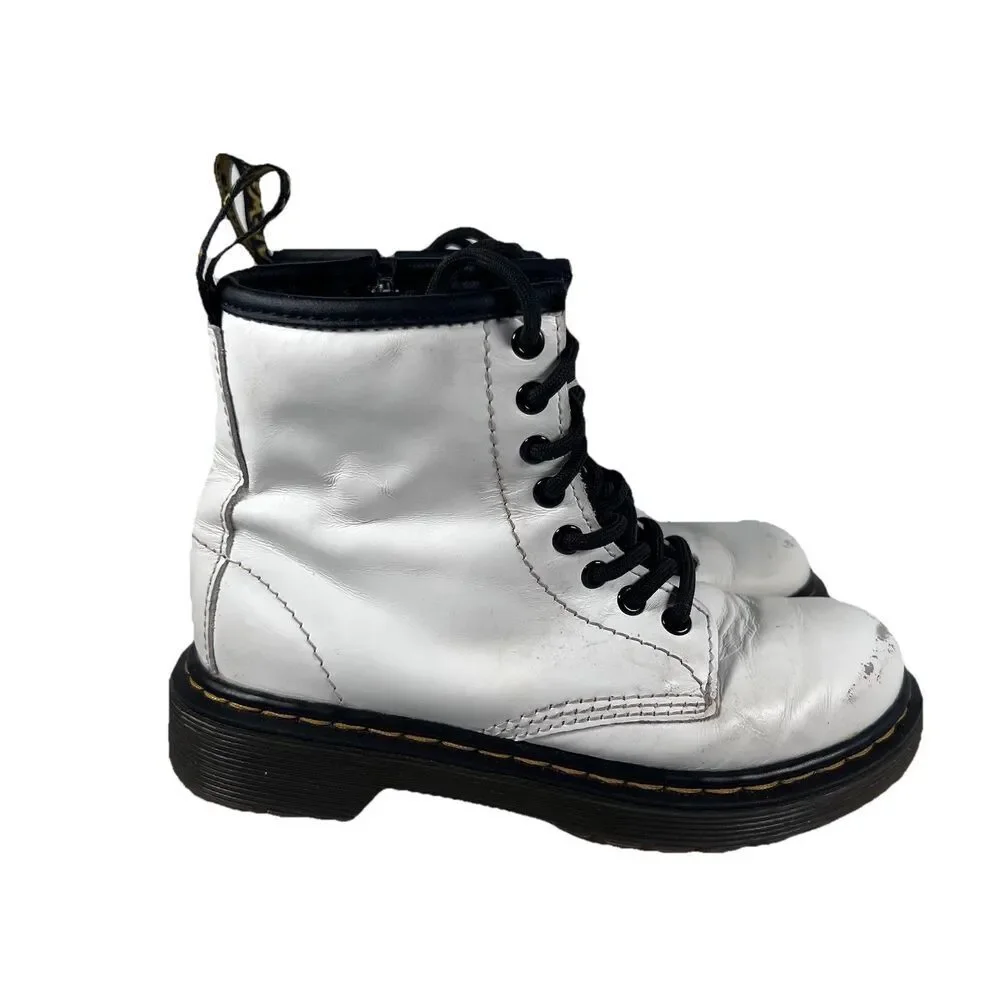 Dr. Doc Martens 1460J Lace Up White Combat Boots Youth Size 12